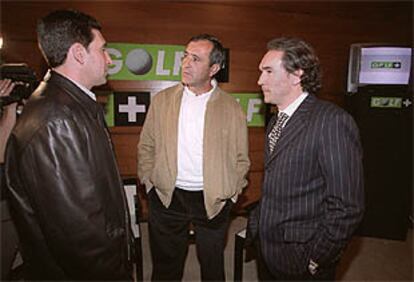 Olazábal, Ballesteros y José Manuel lorenzo, director general de Sogecable, en la presentación del canal.