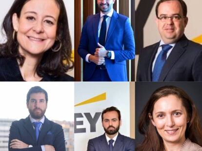 De izquierda a derecha: Olga Cecilia, Manuel Paz, José Luis Risco, Marcos Pérez, José Carnerero y Florencia Gaido, nuevos socios de EY Abogados. 