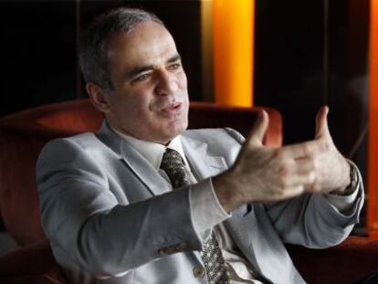 Kasparov, en una entrevista en Barcelona en 2008.