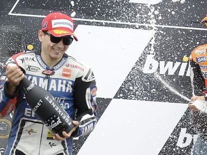 Pedrosa y Lorenzo, en el podio de Brno.