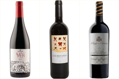 Selección de vinos de Rafael Sandoval: Baltos, Las Retamas del Regajal y Pago de Cirsus.