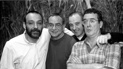 D&#039;esquerra a dreta els actors Santi Ib&aacute;&ntilde;ez, Pep Anton Mu&ntilde;oz, Manel Barcel&oacute; i Ferran Ra&ntilde;&eacute;.