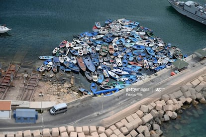 La imagen de Getty tomada en Lampedusa el 4 de agosto que ha sido difundida como prueba del repunte en la llegada de pateras a Canarias.