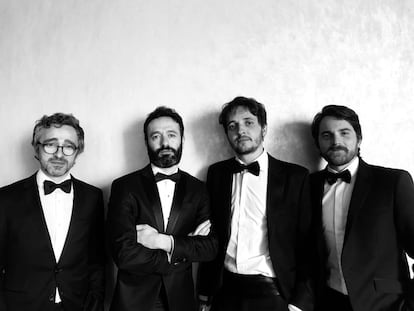 De izquierda a derecha: Alberto del Campo, Rodrigo Sorogoyen, Eduardo Villanueva y Borja Soler en los Oscar