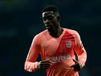 Dembélé, durante el partido del sábado contra el Espanyol.