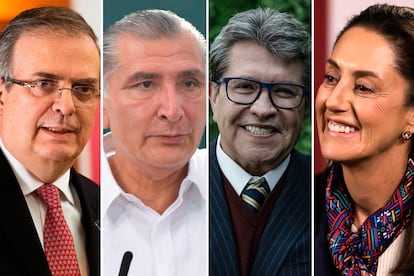 Marcelo Ebrard, Adán Augusto López, Ricardo Monreal y Claudia Sheinbaum.