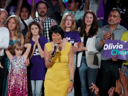 Olivia Chow, alcaldesa electa de Toronto, celebra el resultado de las elecciones municipales.