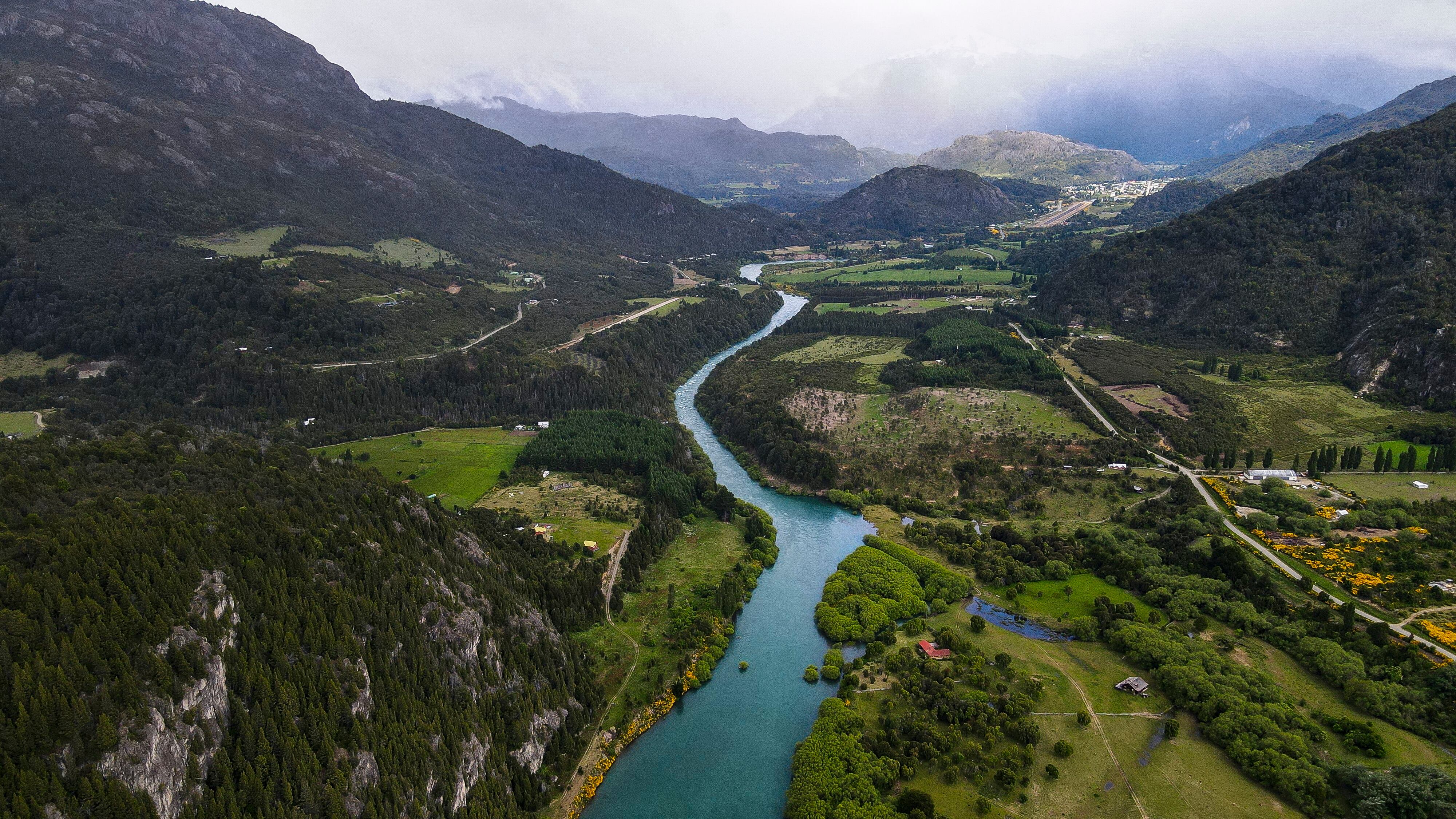 Vista aerea del río Futaleufú.