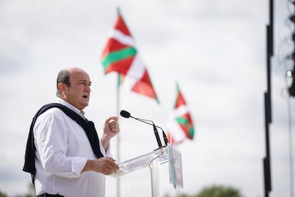 El presidente del PNV, Andoni Ortuzar, durante la celebración del Alderdi Eguna, día de su partido, el pasado 26 de septiembre en Vitoria.