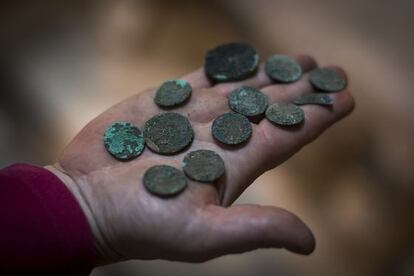 Algunes de les monedes localitzades en l'excavació de La Seca.