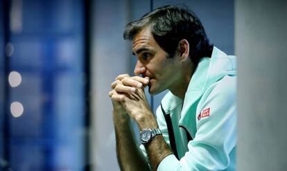 Federer, en otro instante del encuentro con EL PAÍS.