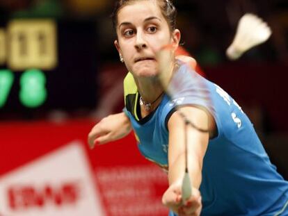 Marín durante el partido contra Wang Shixian de este viernes.