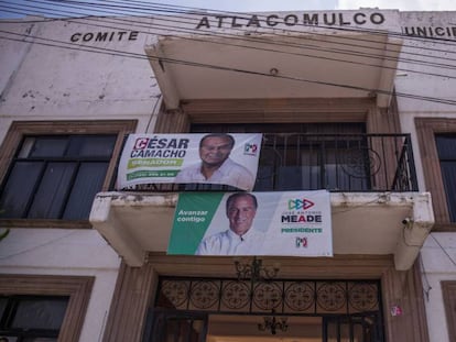 Las oficinas de PRI en Atlacomulco, Estado de México, lucen solitarias.