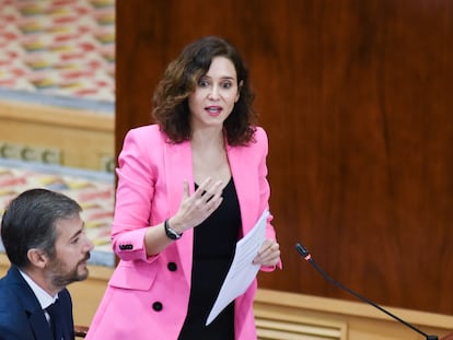 Isabel Díaz Ayuso, el jueves en la Asamblea de Madrid.