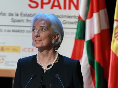 Managing director of the IMF, Christine Lagarde, in Bilbao on Monday.