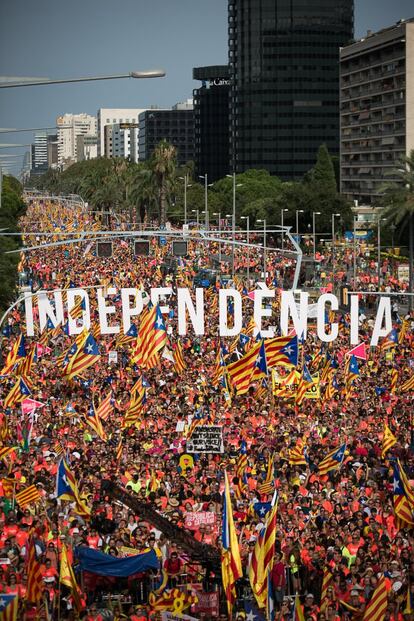 Vista geral durante a manifestação independentista em Barcelona.