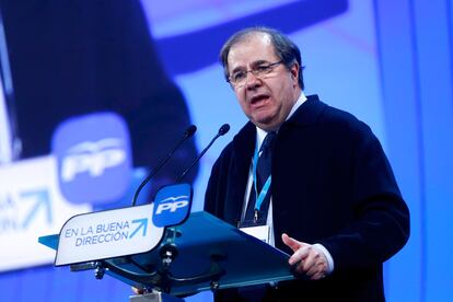 El presidente de la Junta de Castilla y León, Juan Vicente Herrera, durante su intervención en la Convención Nacional del PP,