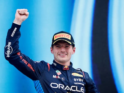 Verstappen celebra su victoria en el Gran Premio de España.