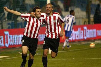 Orbaiz y Yeste celebran el segundo gol del Athletic.