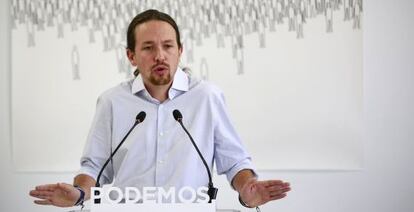 Pablo Iglesias, líder de Podemos, en la sede de su partido en Madrid, el 28 de septiembre.