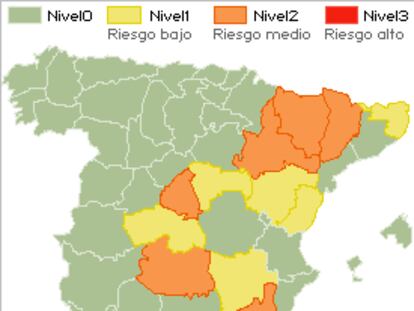 Proviencias en alerta de calor (Ministerio de Sanidad)