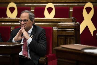 El presidente, Quim Torra, este miércoles en el Parlament.