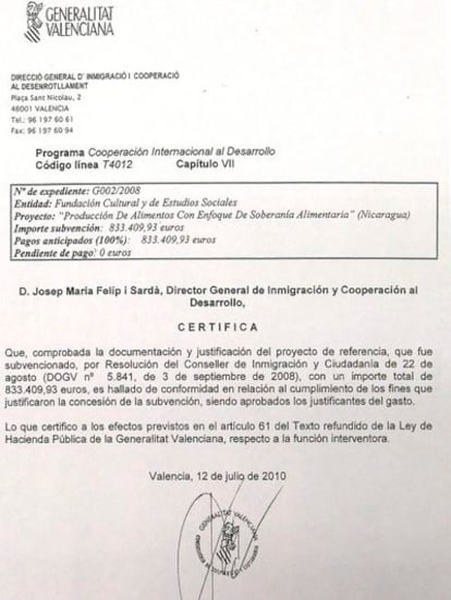 Documento 5: Certificación final del proyecto y de los justificantes del gasto.