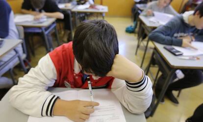 Students at the Escola Pia de Sabadell school in Catalonia.