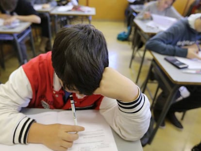 Students at the Escola Pia de Sabadell school in Catalonia.