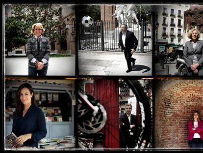 Candidatos a la alcald&oacute;a de Madrid Esperanza Aguirre ( PP). Antonio Miguel Carmona ( PSOE). Manuela Carmena (Ahora madrid). Bego&ntilde;a Villac&iacute;s (Ciudadanos). David Ortega ( UPyD) y Raquel L&oacute;pez ( IU) 
 
 