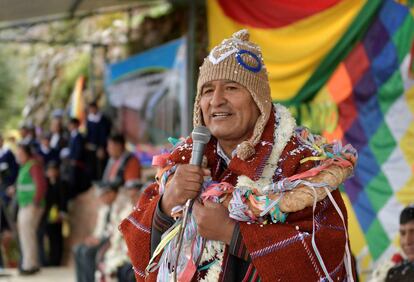 Evo Morales, en una ceremonia ind&iacute;gena en Cochabamba.