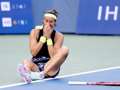 Garcia celebra su triunfo contra Kvitova en la final del domingo en Cincinnati.