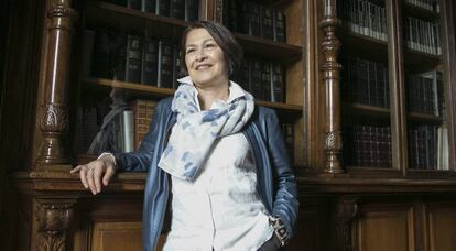 La escritora colombiana Consuelo Trivino, el 29 de mayo en Casa de América, en Madrid.