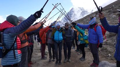 Miguel Ángel Roldán durante su ascensión al Everest.