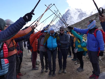 Miguel Ángel Roldán durante su ascensión al Everest.