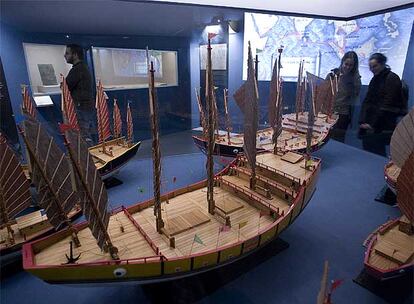 Maquetas de algunos de los barcos que formaban la extraordinaria flota de Zheng He.