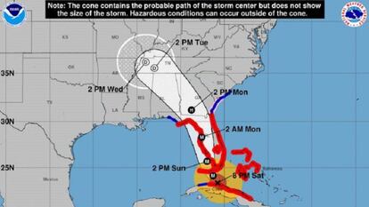 Trayectoria proyectada del huracán Irma.