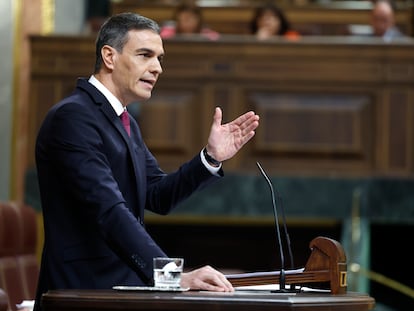 Sánchez, durante su intervención este miércoles en el Congreso.