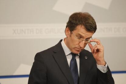 Feijóo durante la rueda de prensa