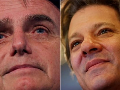 Os candidatos Jair Bolsonaro e Fernando Haddad.