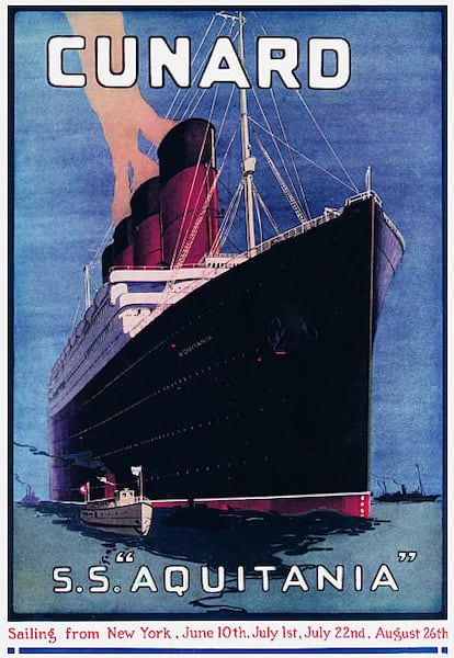 Anuncio para un crucero de placer organizado por Cunard (1914).