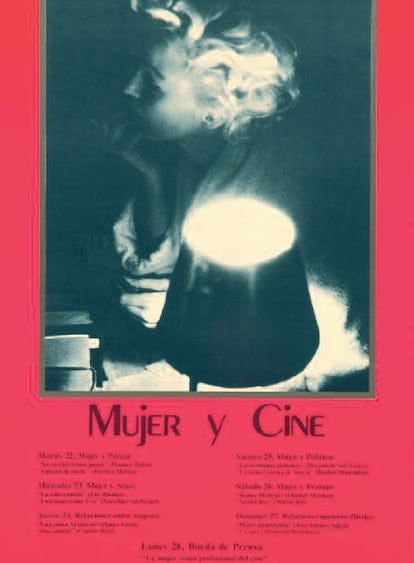 Fragmento del cartel de un ciclo sobre la mujer en el cine como protagonista y como profesional organizado por la Filmoteca Española en 1983.