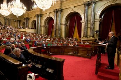 El presidente de la Generalitat, José Montilla, durante su discurso en el debate de política general de Cataluña.