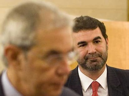 Emilio Pérez Touriño y Anxo Quintana, ayer en el Consello de la Xunta.