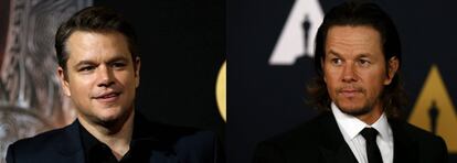 Una pareja de actores: Matt Damon y, a la derecha, Mark Wahlberg.
