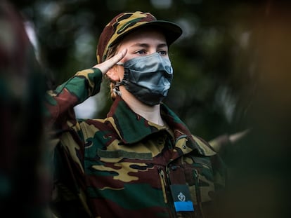 Isabel de Bélgica, en la academia militar de Elsenborn, en Butgenbach, el 10 de septiembre de 2020.