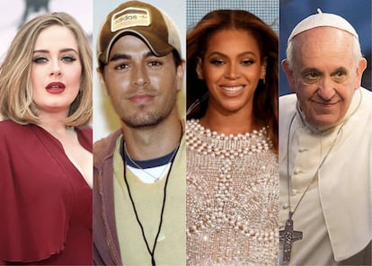 Adele, Enrique Iglesias, Beyonce y el Papa: superestrellas y líderes espirituales que son seguidos por millones en las redes sociales, pero que no siguen absolutamente a nadie.