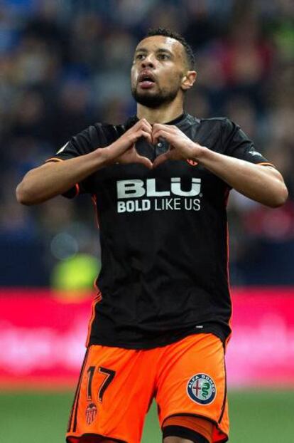 Coquelin celebra su gol al Málaga.