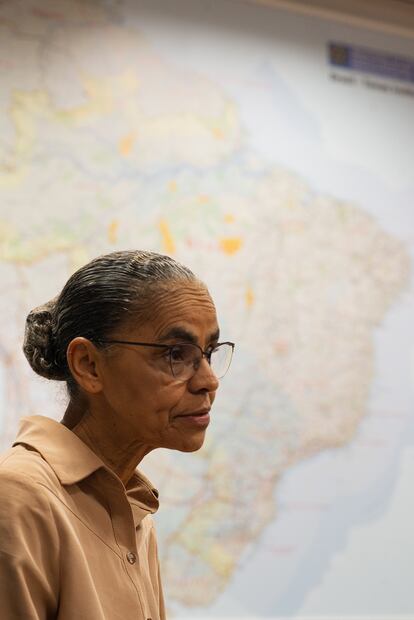 La ministra Marina Silva, durante la entrevista en Brasilia.
