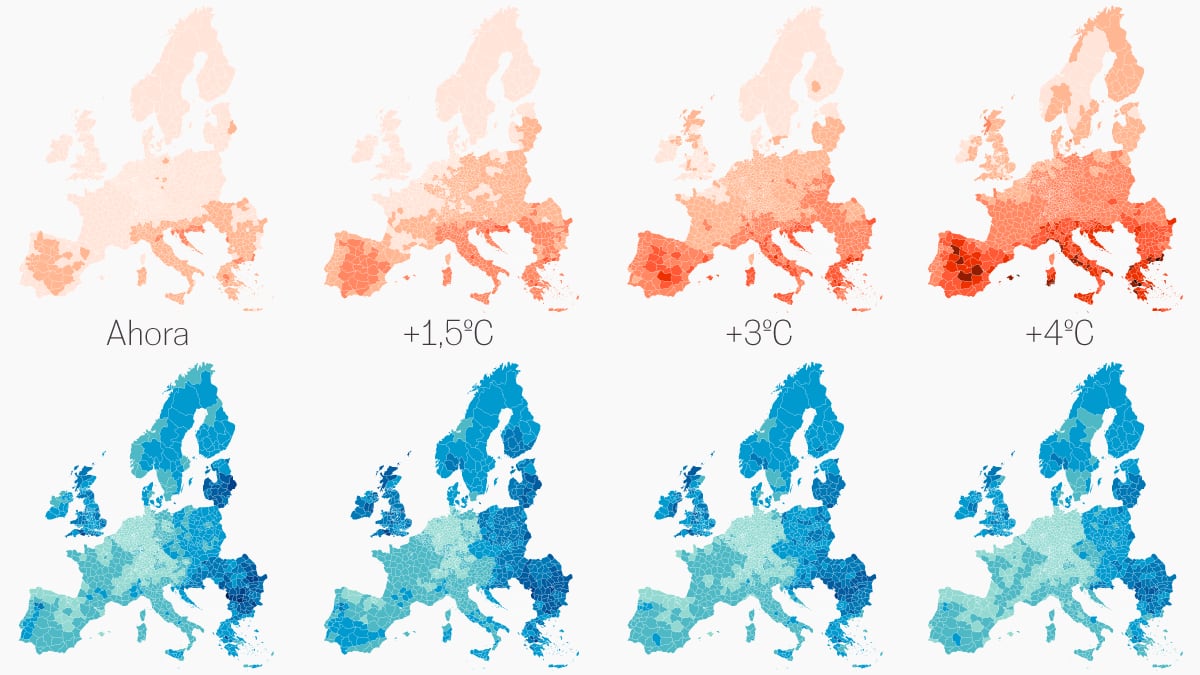 El mapa de las muertes por frío y calor en cada región de Europa a final de siglo: el envejecimiento disparará los decesos 